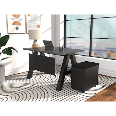 We'Re It A-Frame Writing Desk W/ Modesty Panel & Storage, 24 in D X 30 in H, 48 in W X Laminate AF4824-MOD-PED-6307